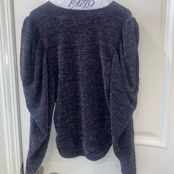 Ramy Brook Charlize Keyhole-Front Metallic Top Size L in Purple Multi - Picture 16 of 16